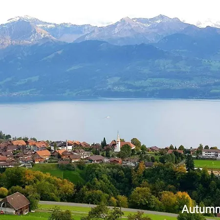 Panoramic Lake Thun & Alps View Apartment Near Interlaken 지그리스빌