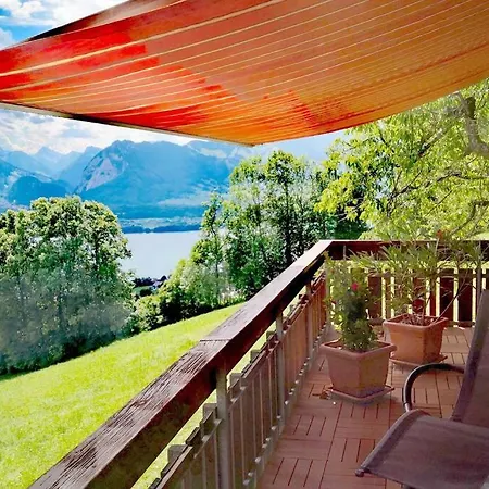 Tatil Evi Panoramic Lake Thun & Alps View Apartment Near Interlaken Sigriswil