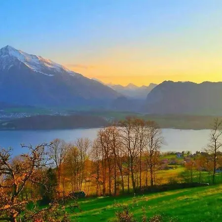Tatil Evi Panoramic Lake Thun & Alps View Apartment Near Interlaken Sigriswil