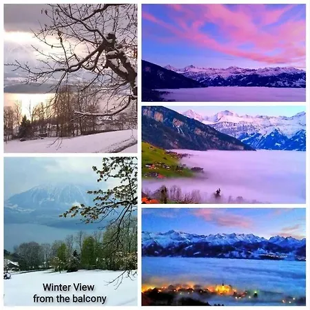 Tatil Evi Panoramic Lake Thun & Alps View Apartment Near Interlaken