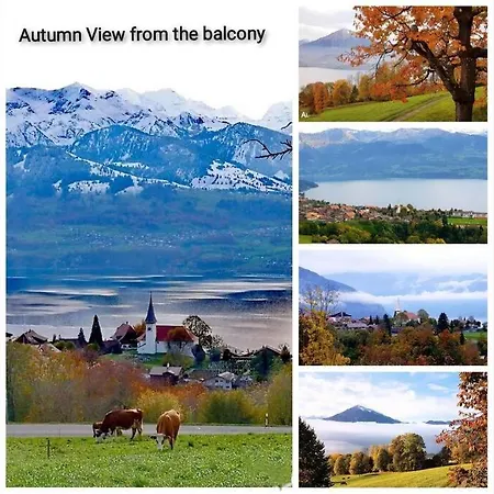 Tatil Evi Panoramic Lake Thun & Alps View Apartment Near Interlaken